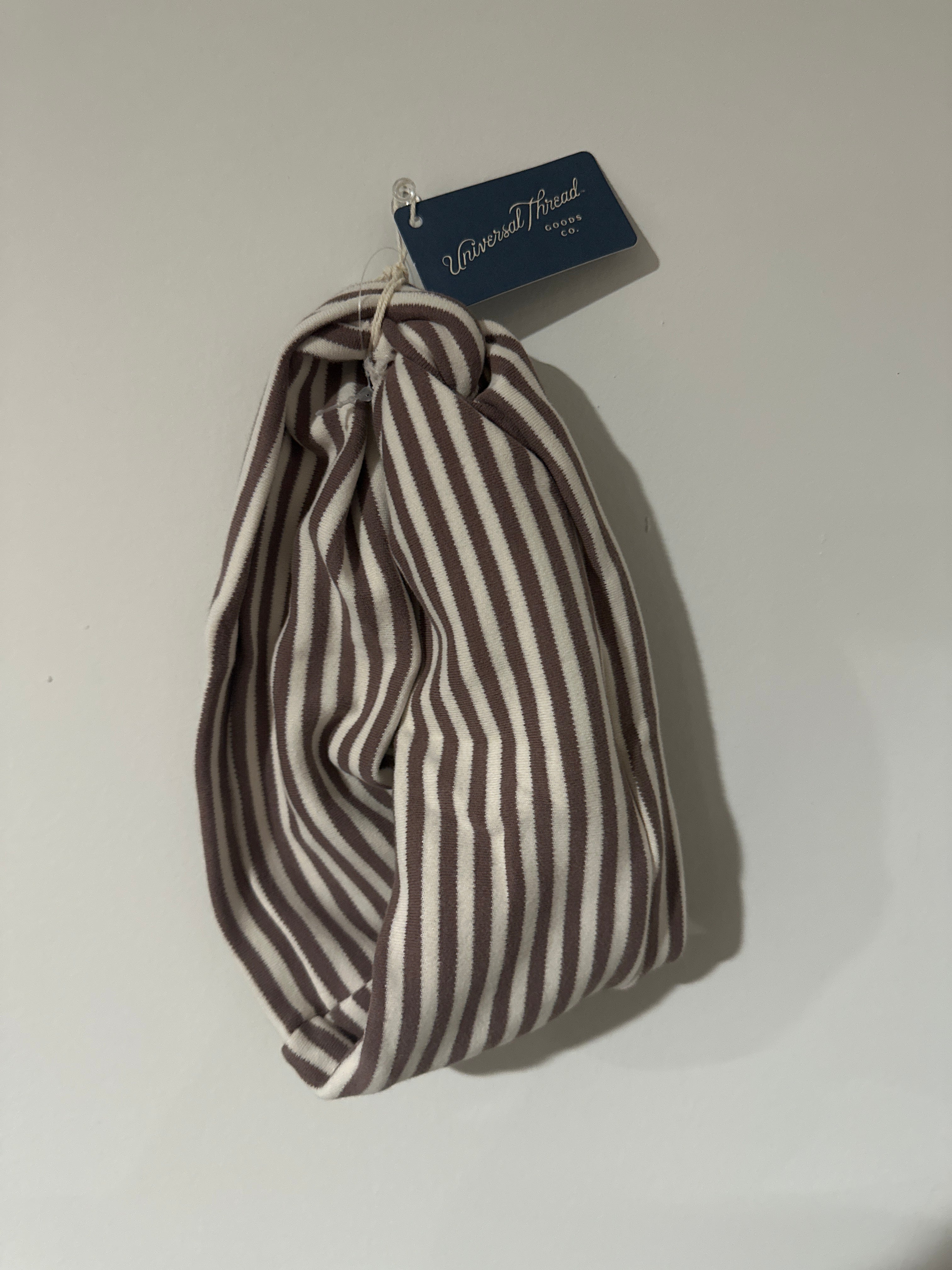 Universal Thread Striped Knotted Headband Brown & Cream