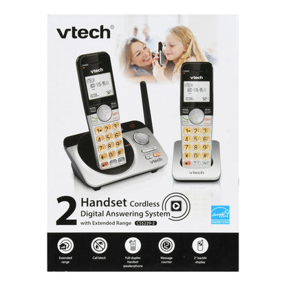 VTech CS5229-2 2 Handset Extended Range DECT 6.0 Cordless Phone with Answering System (SilverBlack)