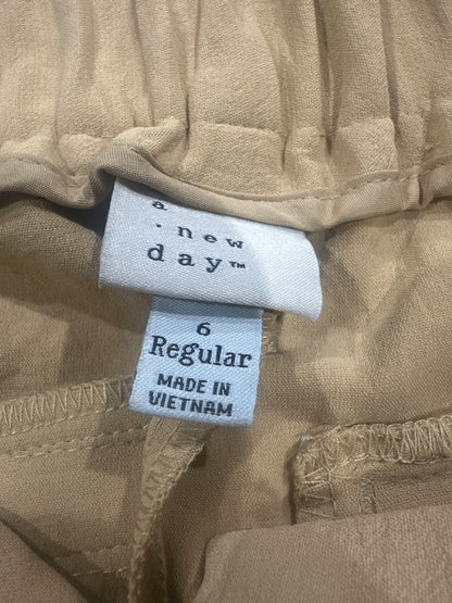 A New Day Women's Beige Pull On Wide Leg Pants Regular