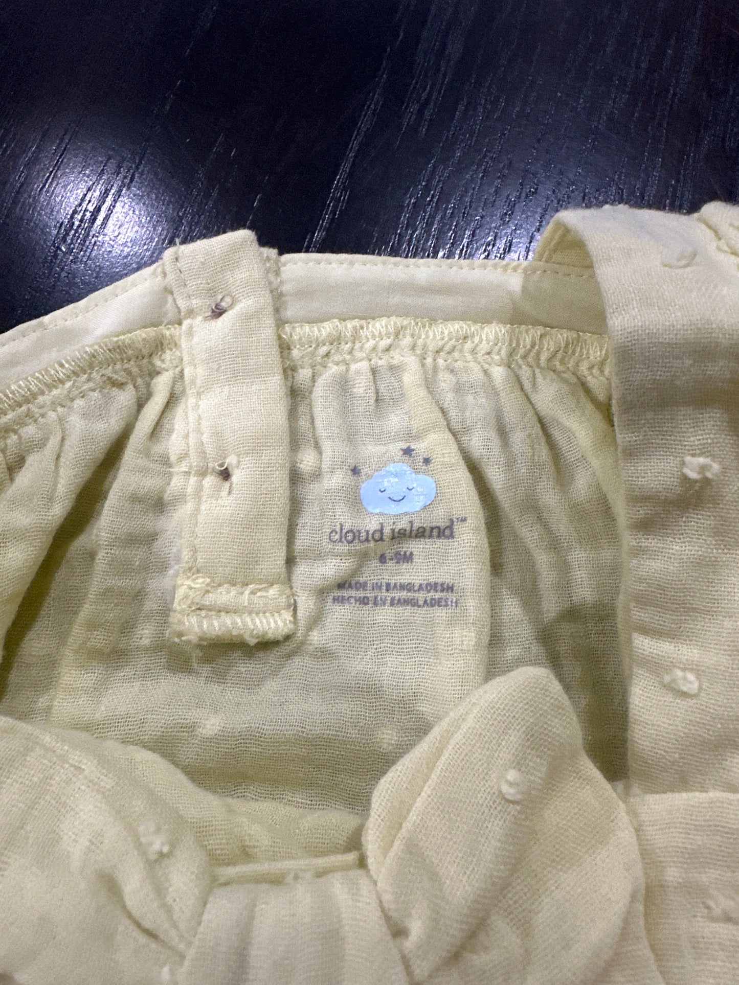 Cloud Island Baby Long-Sleeve Romper with Bow – Yellow