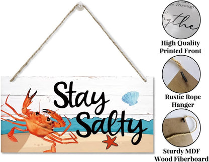 Stay Salty Sign Decor, Hanging Wood Sign