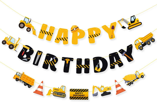 Construction Happy Birthday Banner