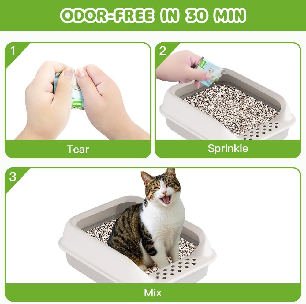 Cat Litter Deodorizer - Pet Odor Eliminator For Home Non Toxic and Safe for Kittens, Cat Box Odor Eliminator (30packs)