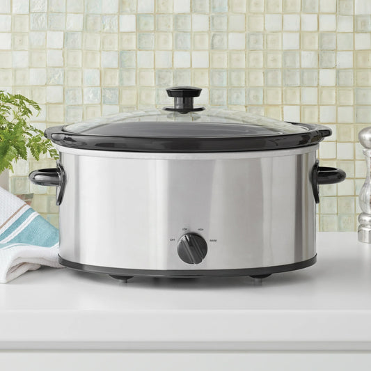 Mainstays 6 Qt Manual Slow Cooker, Stainless Steel