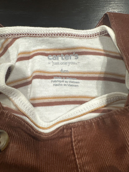 Carter’s Baby Corduroy Overalls & Striped Long Sleeve Bodysuit Set – Brown