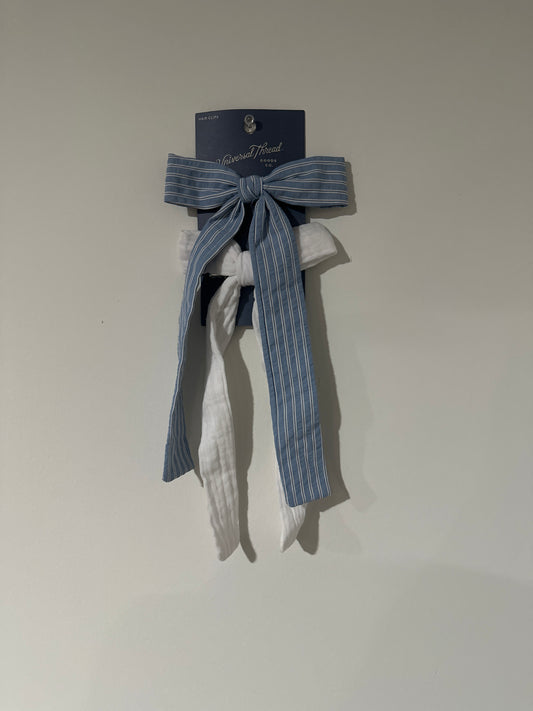 Universal Thread™ Bow Hair Clips – Blue Stripe & White (2-Pack)