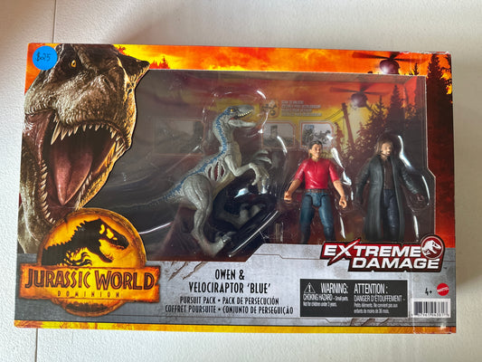 Jurassic World Dominion – Extreme Damage Owen & Velociraptor Blue Pursuit Pack