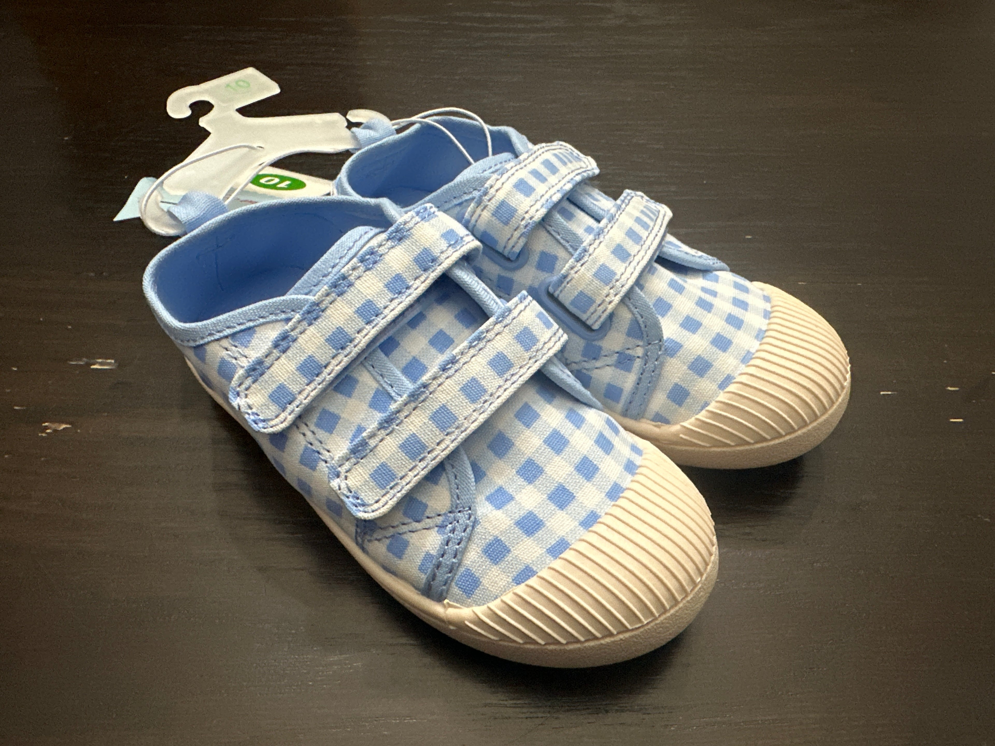 Cat & Jack Baby Gingham Hook-and-Loop Sneakers – Blue (Size 10)