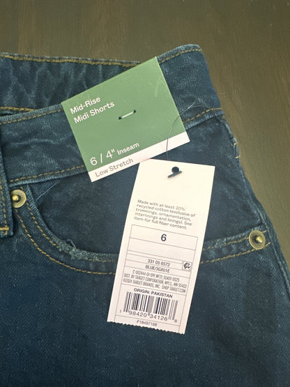 Women's Mid-Rise Midi Denim Shorts – Low Stretch