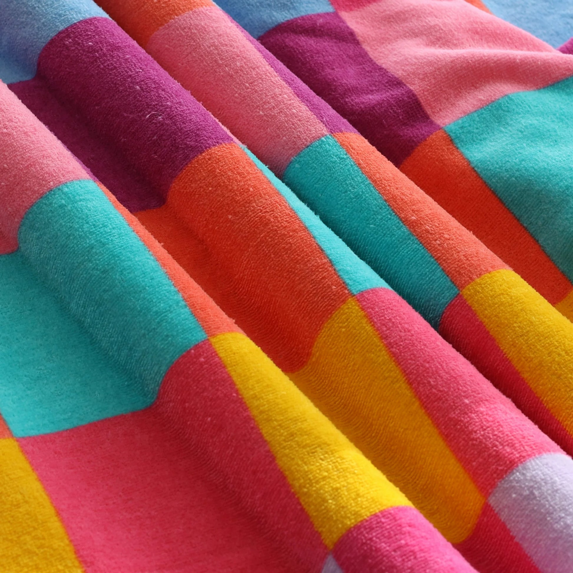 Mainstays Velour Beach Towel, Checker Warm, Multi-Color, 28x60