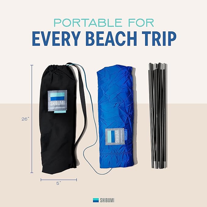 Shibumi Shade®, World's Best Beach Shade, The Original Wind-Powered® Beach Canopy with Wind Assist Included, Provides 150 Sq. Ft. of Shade, Compact & Easy to Carry, Sets up in 3 Minutes