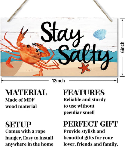 Stay Salty Sign Decor, Hanging Wood Sign