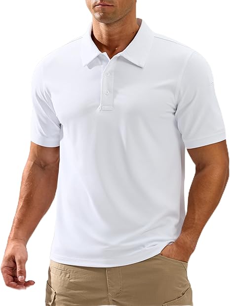 Pudolla Mens Tactical Shirts Short Sleeve Golf Work Polos Moisture Wicking Dry Collared Shirt Lightweight Polo Shirt-XXL