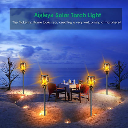 Solar Lights Outdoor 99 LED Higher & Larger Flickering Flame Solar Torch Lights 43" Waterproof Outdoor Lighting Solar Powered Pathway Lights Christmas Decorations for Garden Patio Yard, 4Pack