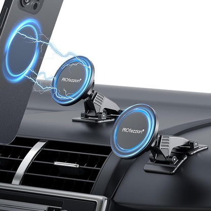 PROfezzion MagSafe-Compatible Magnetic Car Dashboard Phone Mount – 2-pieces
