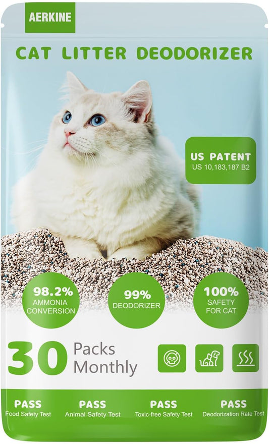 Cat Litter Deodorizer - Pet Odor Eliminator For Home Non Toxic and Safe for Kittens, Cat Box Odor Eliminator (30packs)