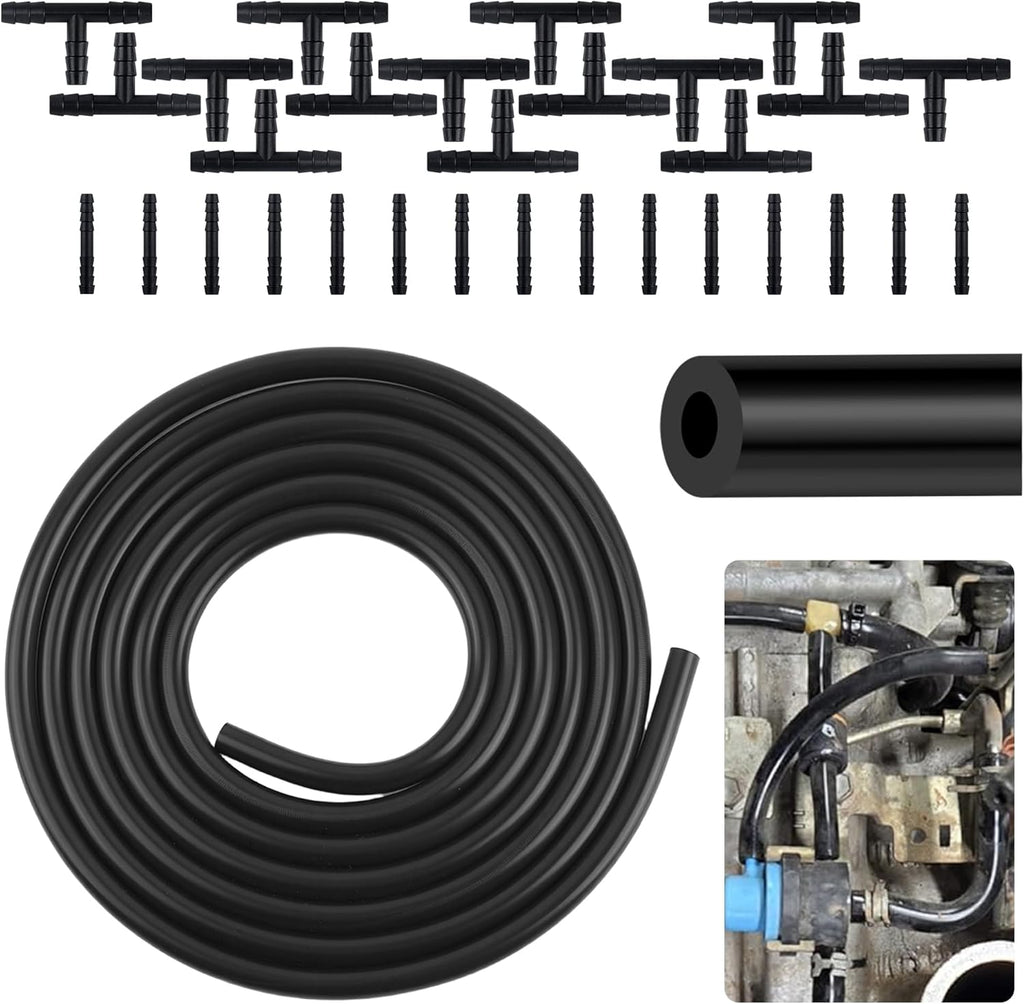 Vacuum Hose Set with IDOD 5  11mm,1PC 9.84Ft Vacuum Hose Automotive+30PCS Vacuum Hoses Adapter