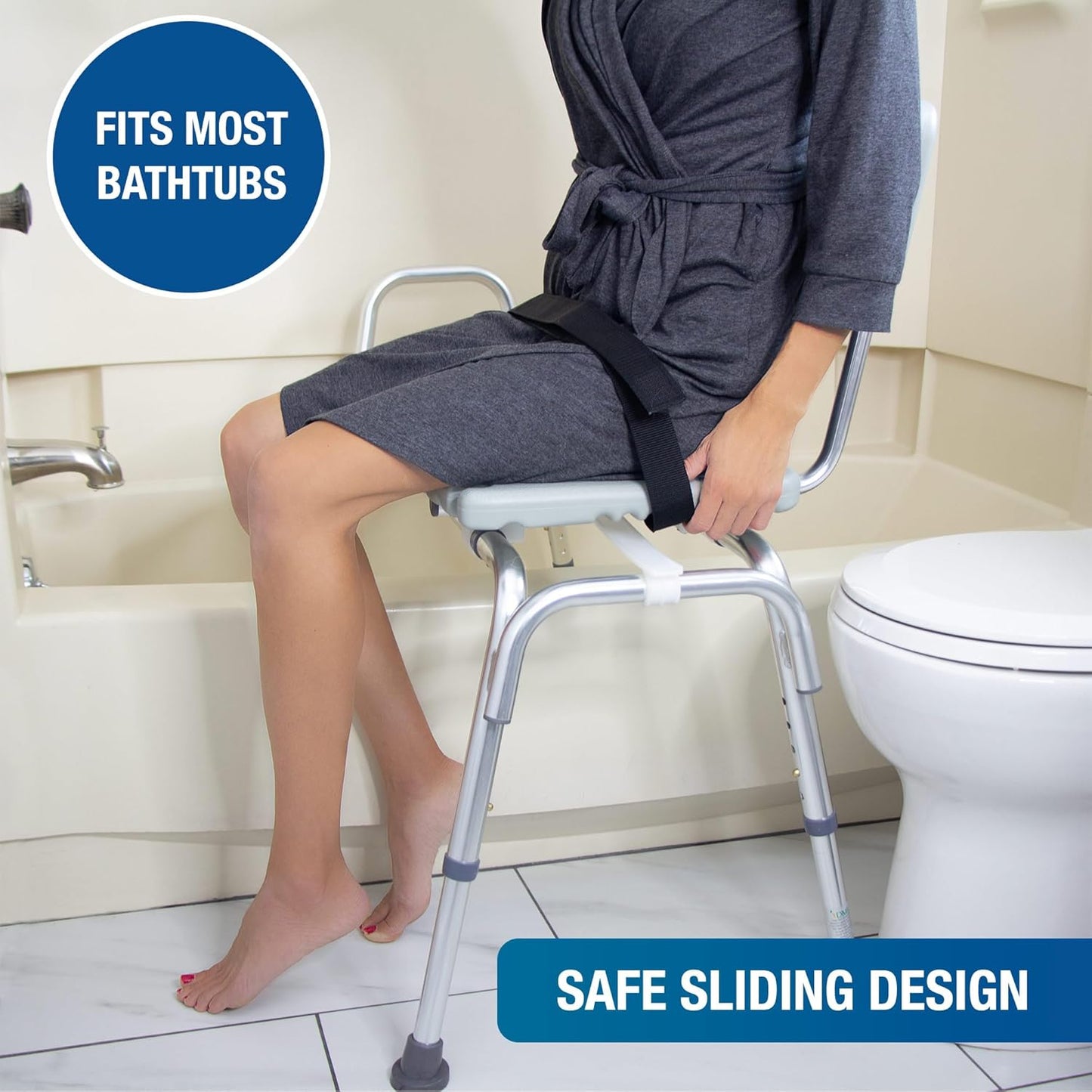 Adjustable Seat Height and Cut Out Access, Holds Weight up to 400 Lbs, Bath and Shower Safety, Transfer Bench