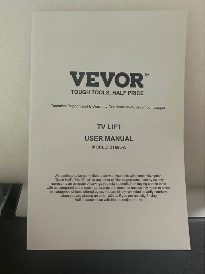 VEVOR Motorized TV Lift Ceiling Mount 32-70" 110lb Remote DT680-A