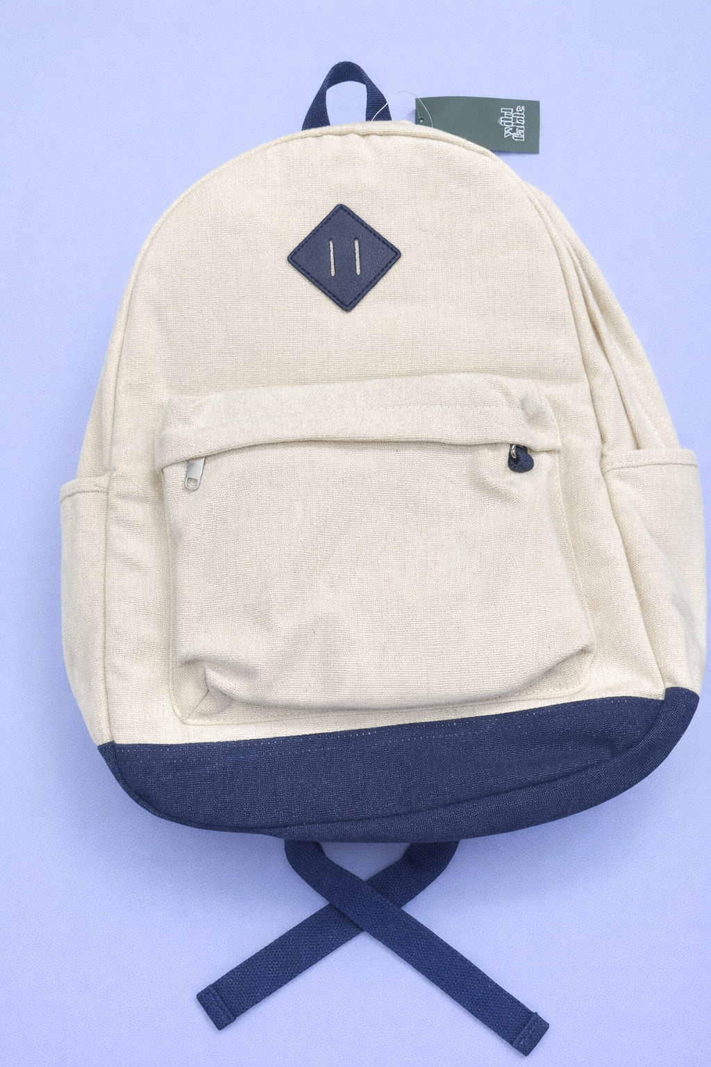 Wild Fable™ Canvas Backpack – Cream with Blue Accents