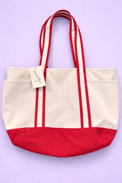 Universal Thread™ Canvas Tote Bag – Red & Natural – Large Everyday Carryall