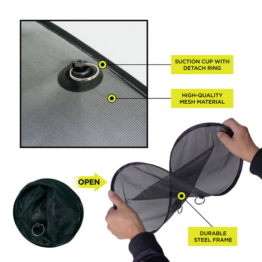 Auto Drive Universal Fit Suction Cup Mesh Side Window Twist Sunshade 2 Counts , 18 x 14