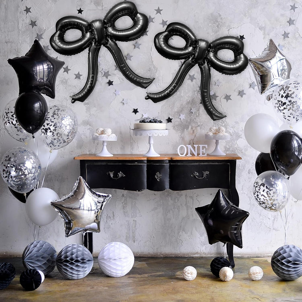 4 Pcs Bow Birthday Decorations Black