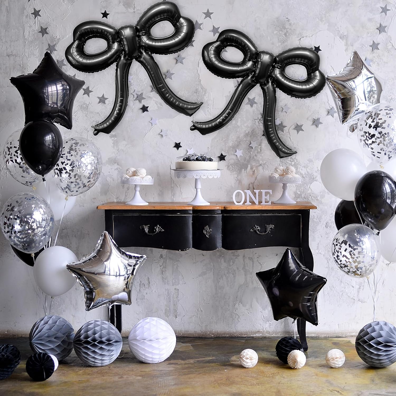 4 Pcs Bow Birthday Decorations Black