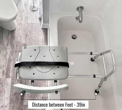 Adjustable Seat Height and Cut Out Access, Holds Weight up to 400 Lbs, Bath and Shower Safety, Transfer Bench