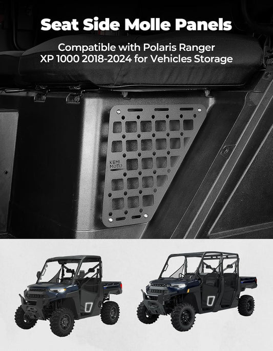 KEMIMOTO Seat Side Molle Panels for Vehicles Storage Gears Accessories Molle Panel Compatible with Polaris Ranger XP 1000 2018-2024