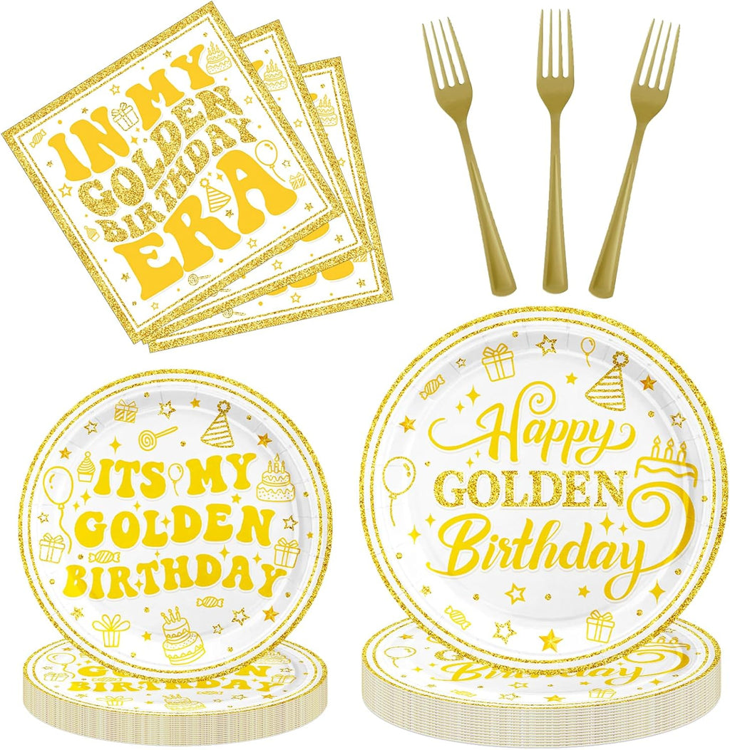 Golden Birthday Party Decorations 96-Piece Kit