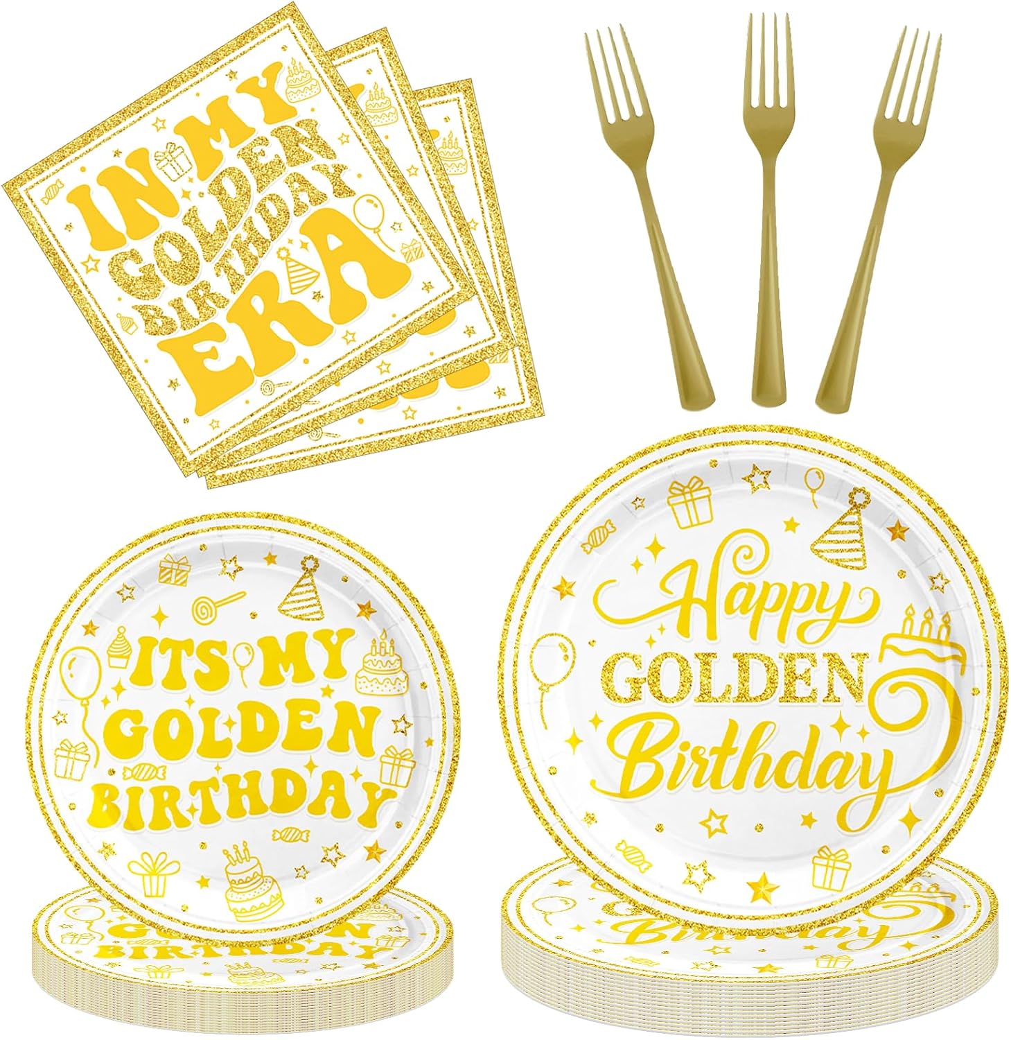 Golden Birthday Party Decorations 96-Piece Kit
