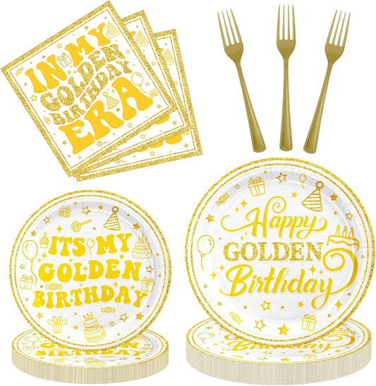 Golden Birthday Party Decorations, 96Pcs