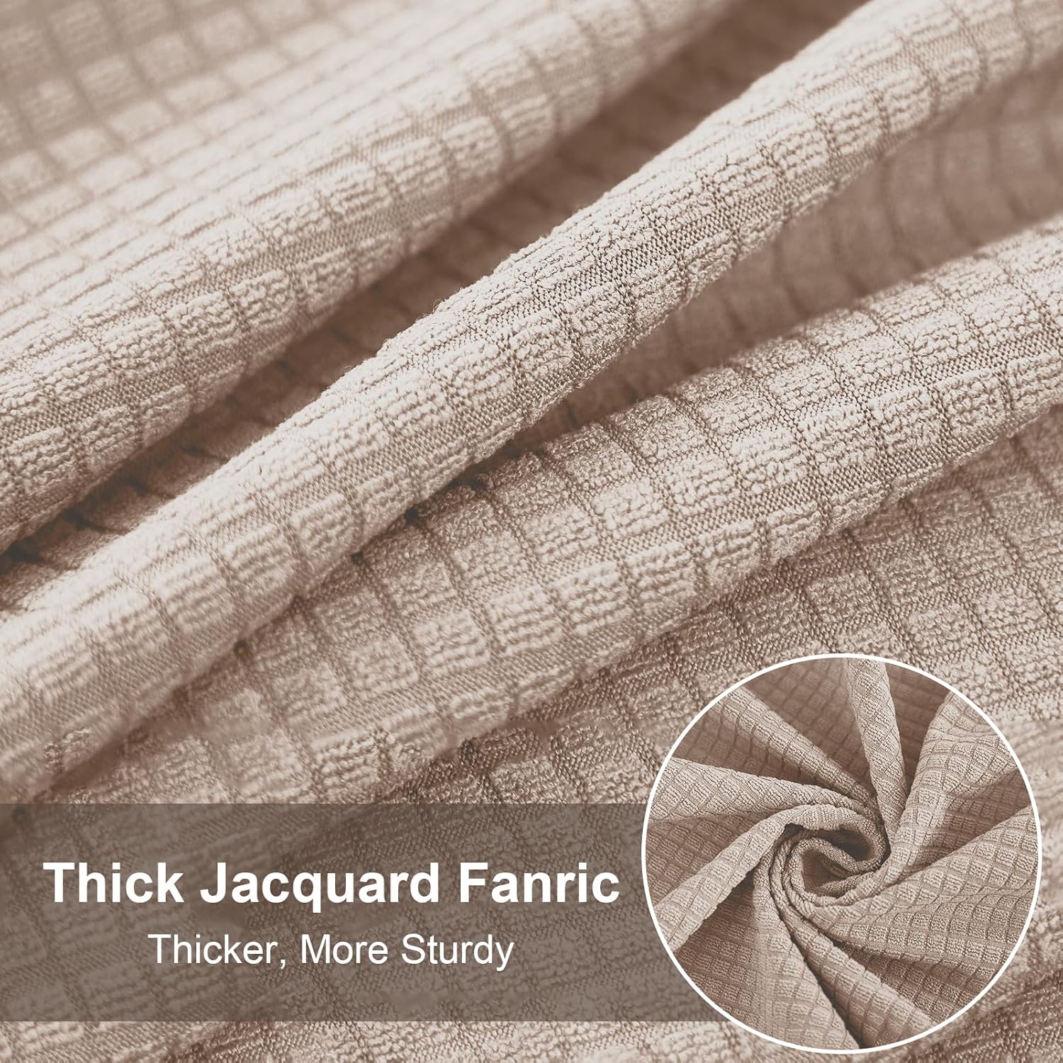 Waterproof Couch Cushion Covers, Washable Sofa Cushion Covers, Stretch Sofa Slipcovers, Thick Jacquard Fabric, Couch Sofa Covers for Pets Furniture Protector(3 Seaters + 1 Chaise, Beige)