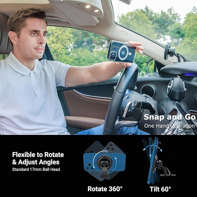 PROfezzion MagSafe-Compatible Magnetic Car Dashboard Phone Mount – 2-pieces