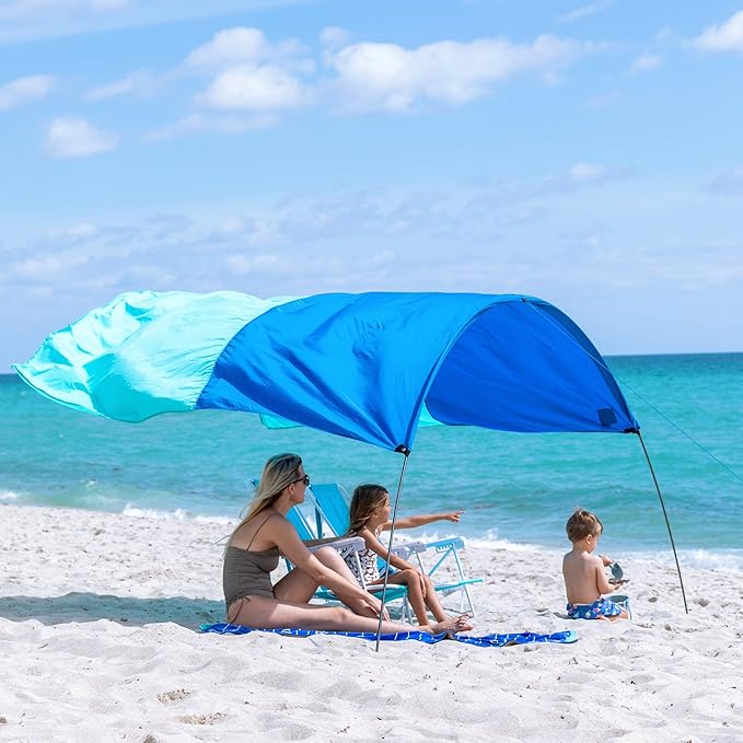 Shibumi Shade Mini®, World's Best Beach Shade with Quiet Canopy with Wind Assist Included, The Original Wind-Powered® Beach Canopy, Provides 75 Sq. Ft. of Shade up to 8ppl, Sets up in 2 Min
