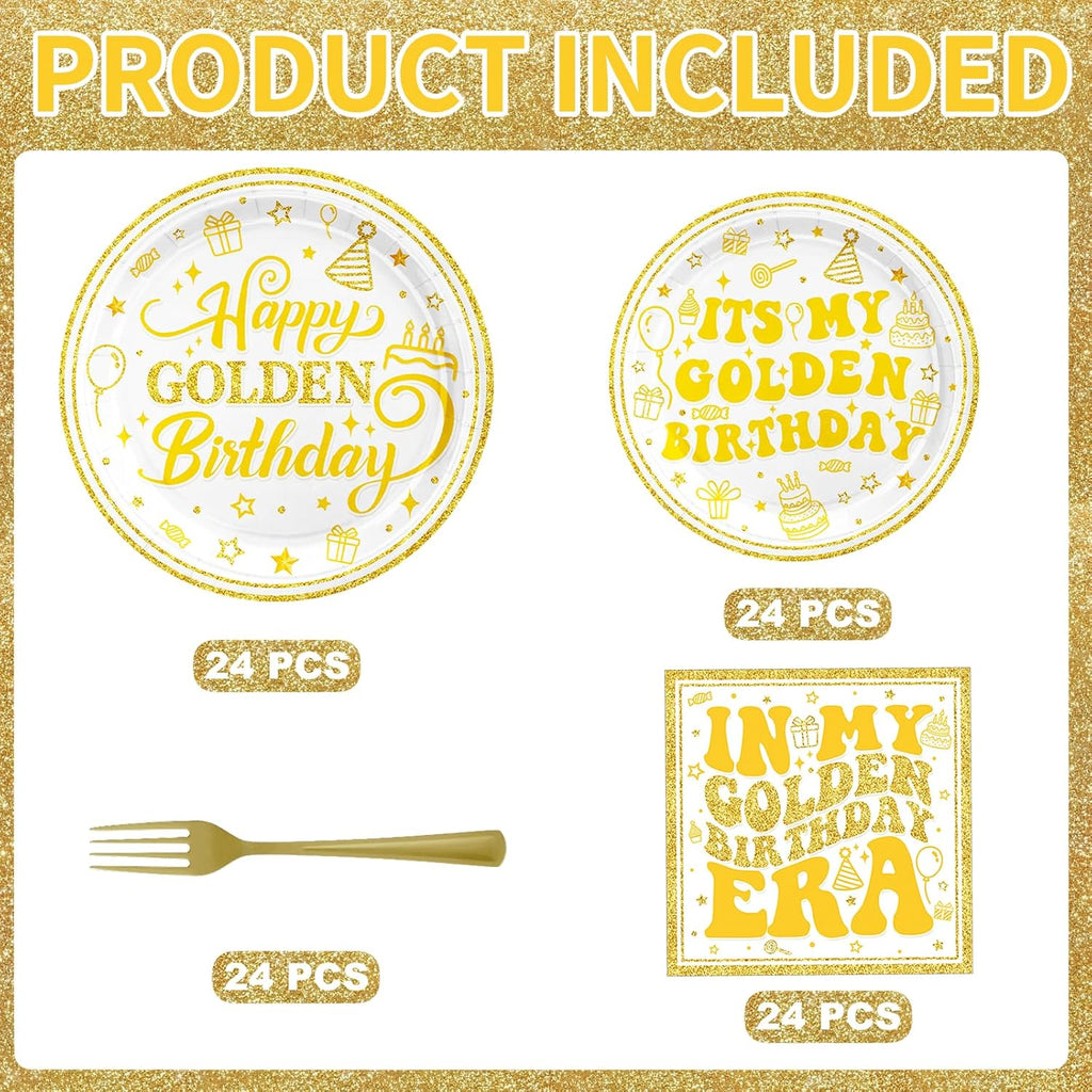 Golden Birthday Party Decorations 96-Piece Kit