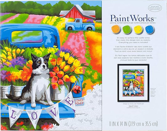 Paint Works Paint by Number Kit 11"X14" - Flower Power Dog