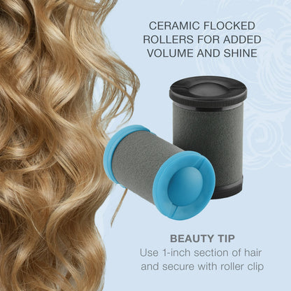 Conair Professional Jumbo and Super-Jumbo Ceramic Hot Hair Rollers, 12 Piece Set, Blue