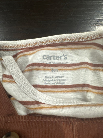 Carter’s Baby Corduroy Overalls & Striped Long Sleeve Bodysuit Set – Brown