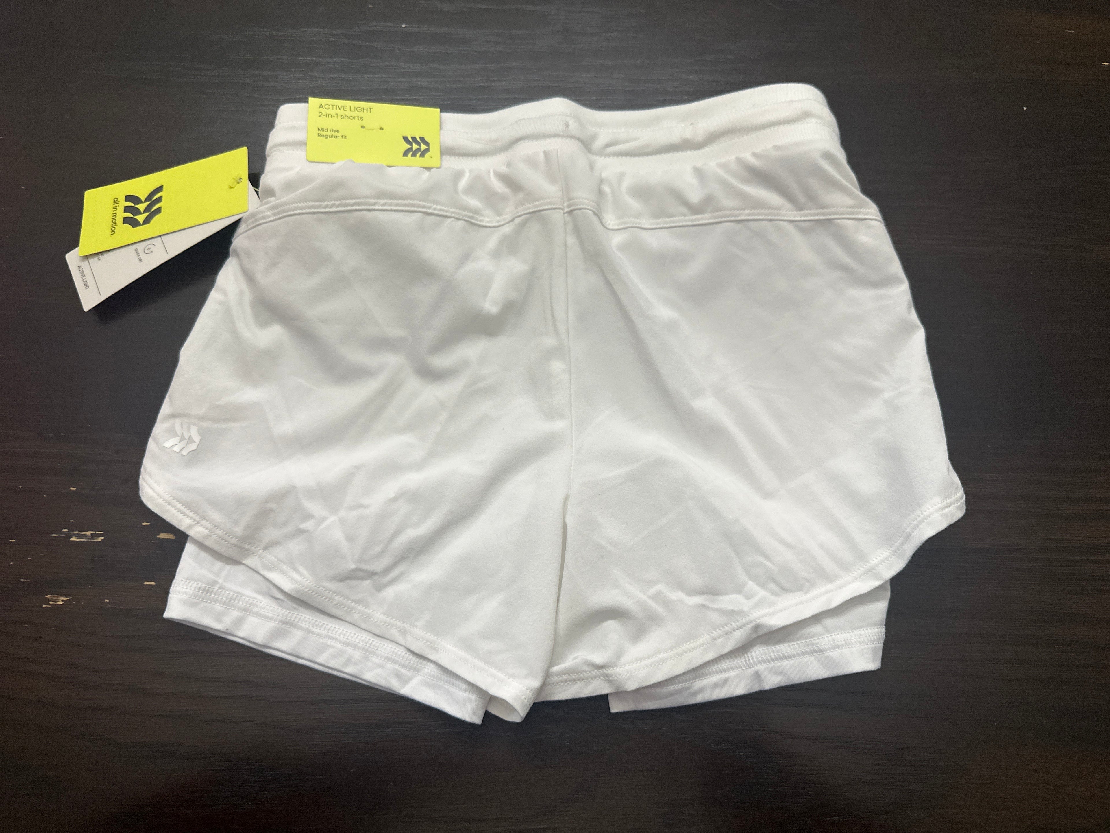 All in Motion Girls 2-in-1 Athletic Shorts White