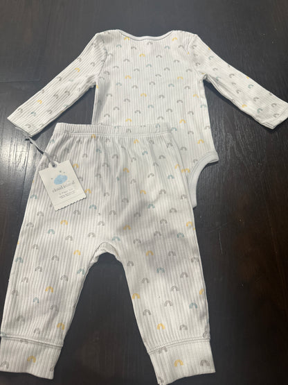 Cloud Island™ Baby Ribbed 2-Piece Outfit Set – Rainbow Print