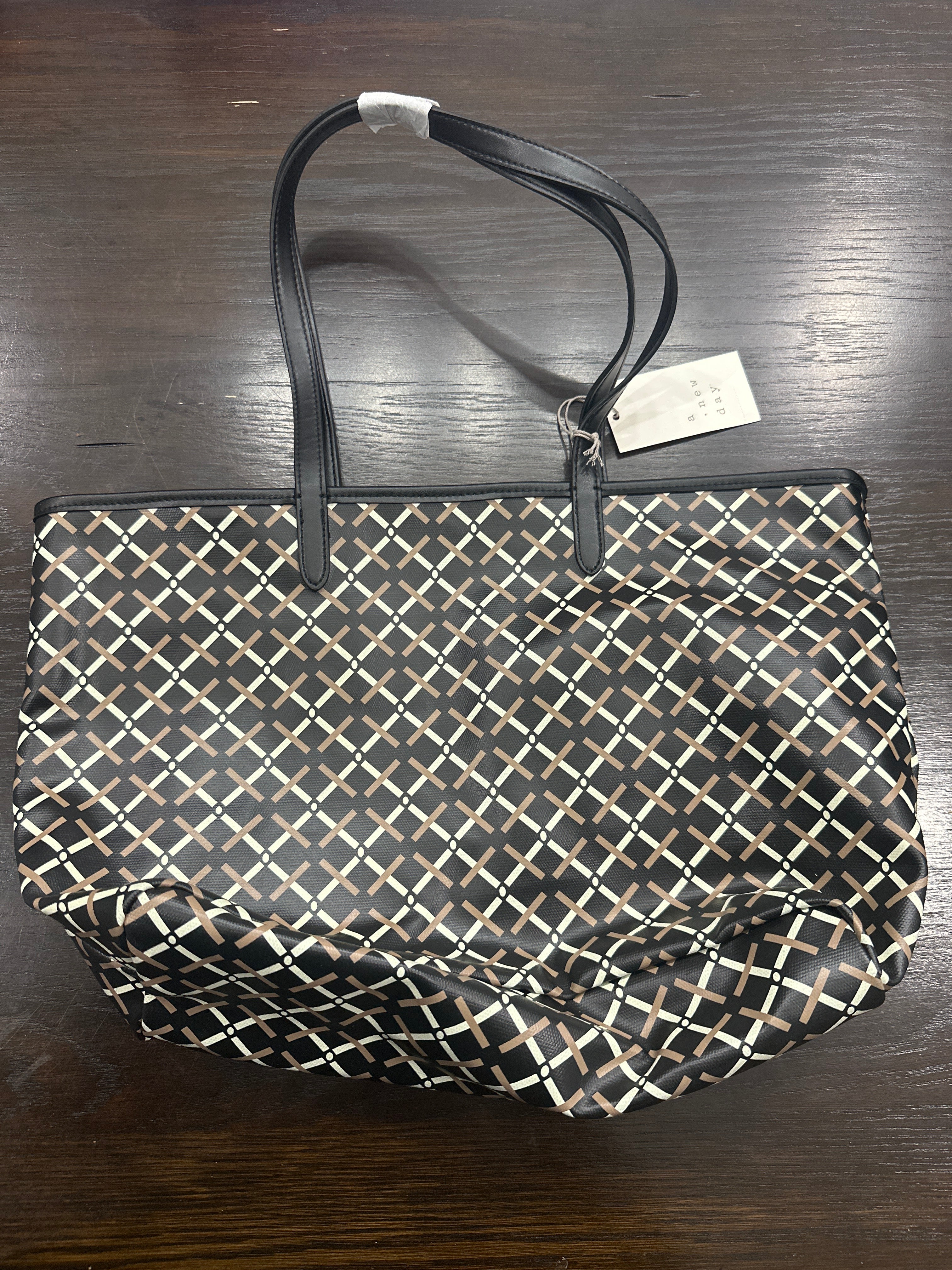 A New Day™ Monogram Tote Bag with Detachable Crossbody Strap Black