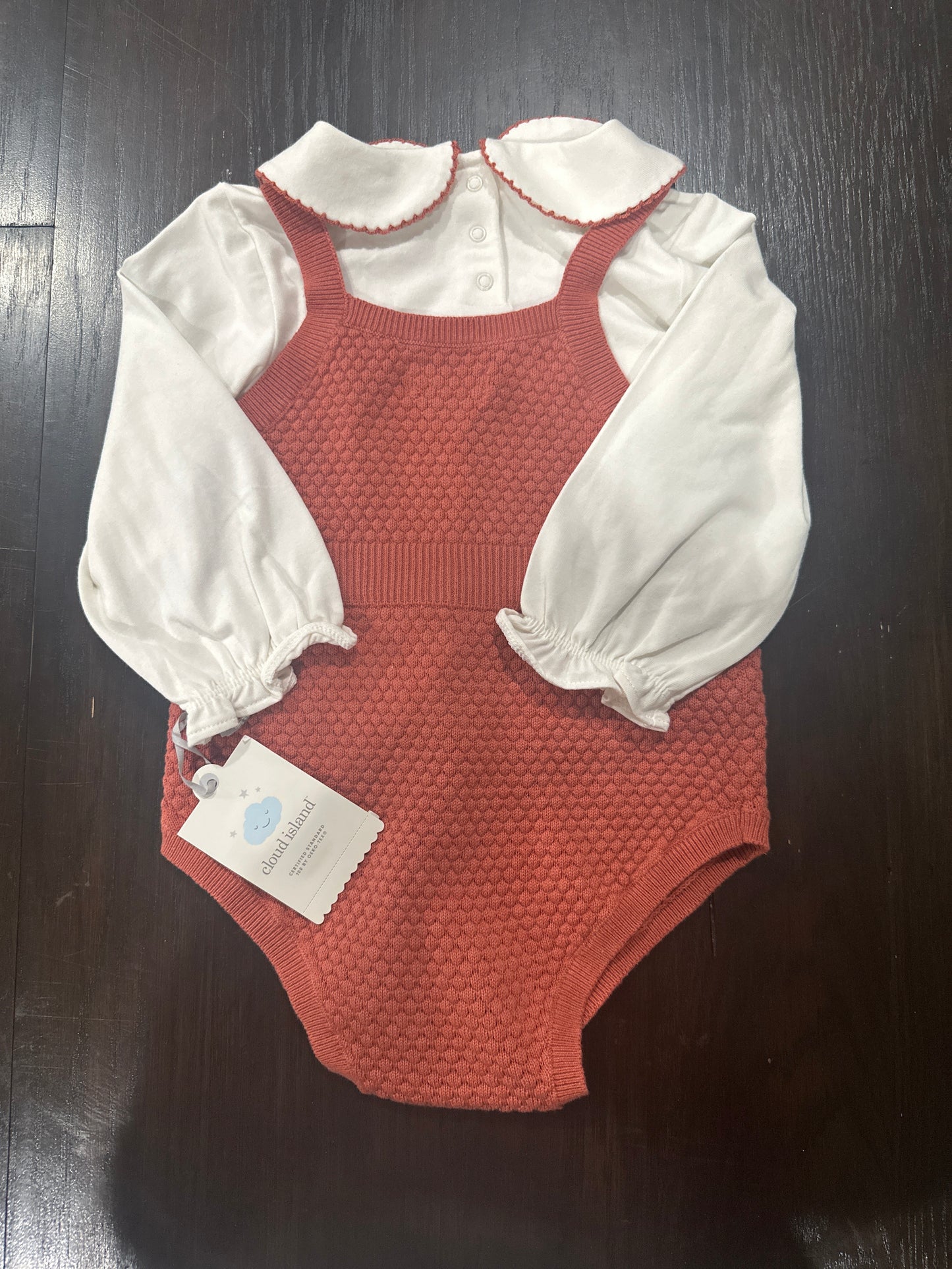 Cloud Island™ Baby Outfit – Knit Romper with Long Sleeve Blouse (2-Piece Set)