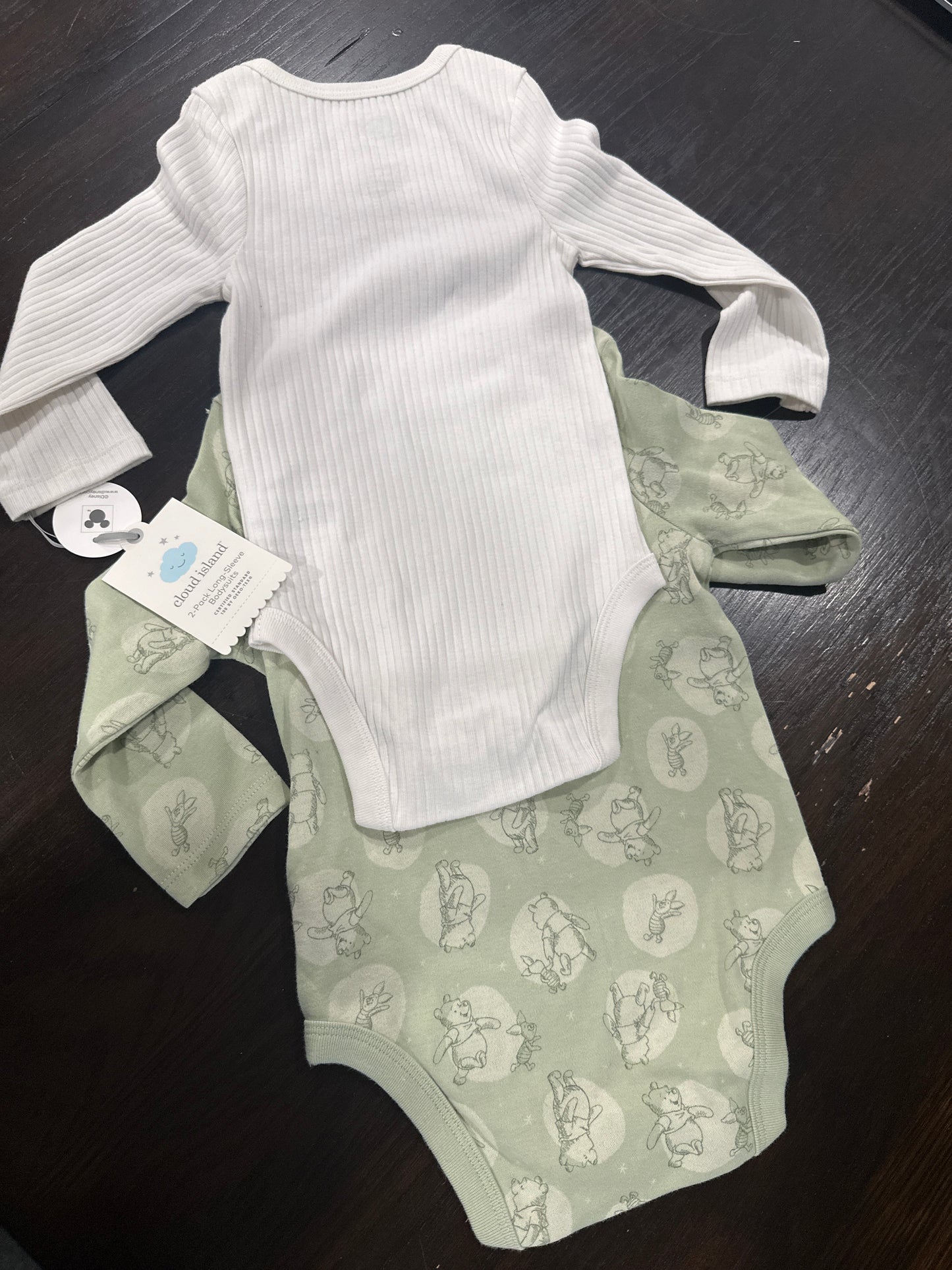 Cloud Island Disney Baby Long Sleeve Bodysuits 2-Pack Winnie the Pooh