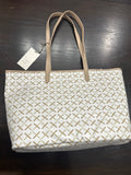 A New Day Monogram Tote Bag with Detachable Crossbody Strap White/Tan