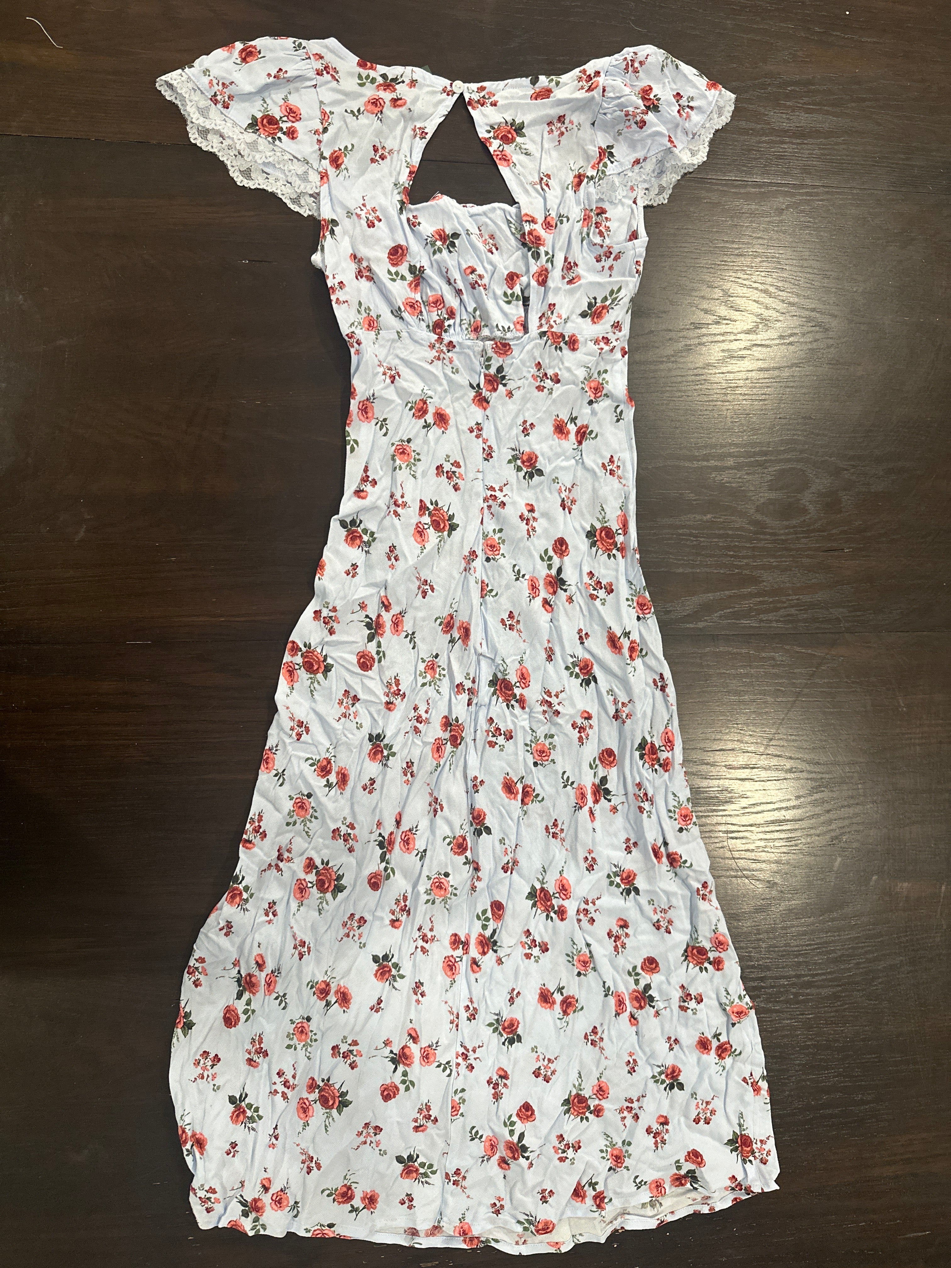Women’s Flutter Cap Sleeve Maxi A-Line Dress