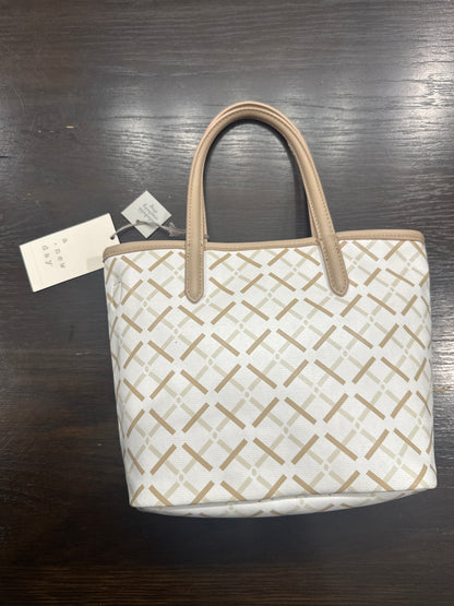 A New Day™ White/Tan Monogram Tote Handbag with Detachable Crossbody Strap
