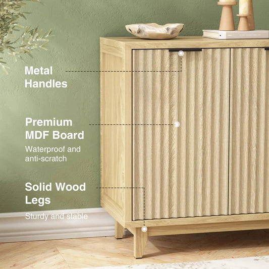 Modern Sideboard Fluted Buffet Cabinet with Storage Cabinet