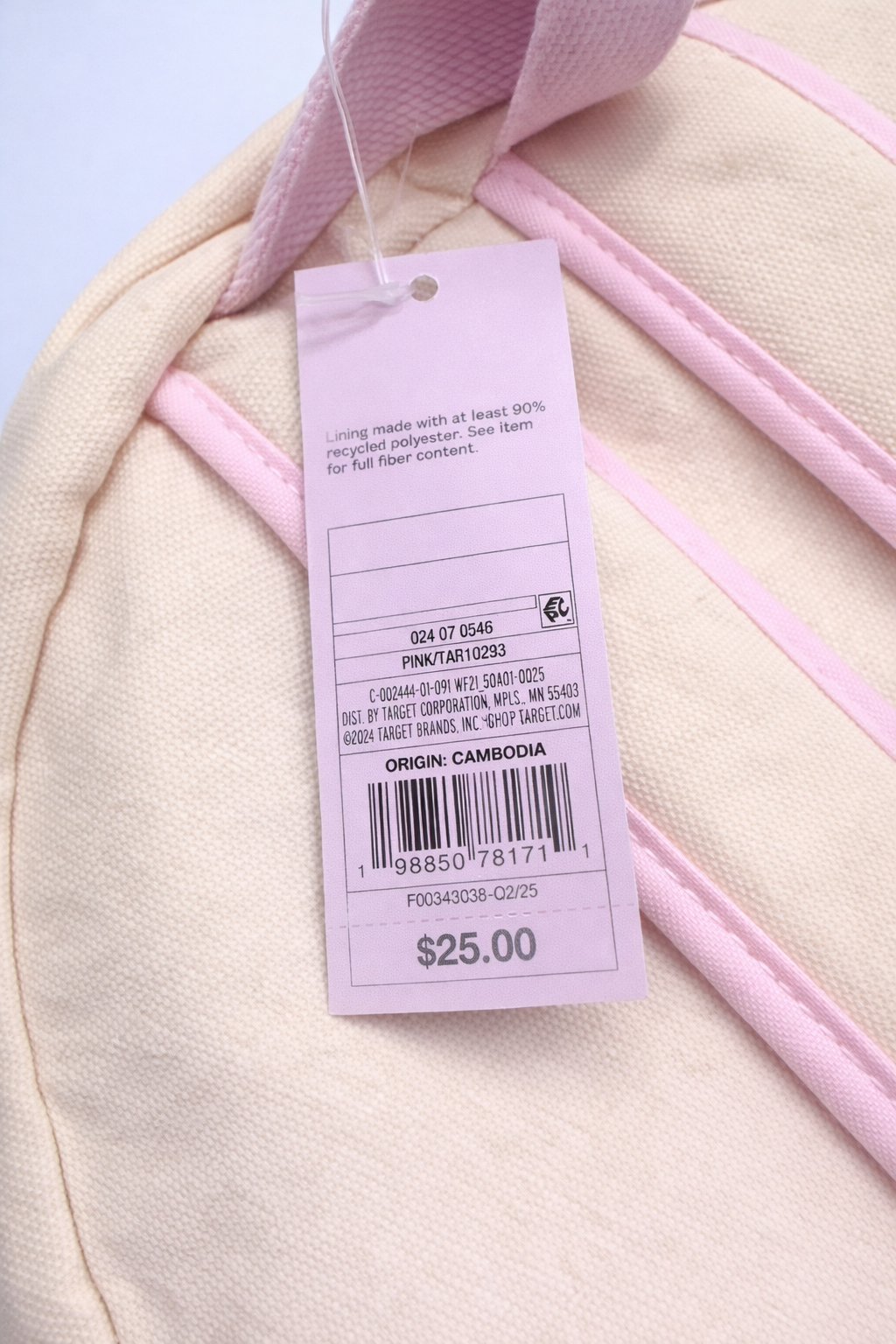 Wild Fable™ Canvas Backpack – Cream with Pink Accents